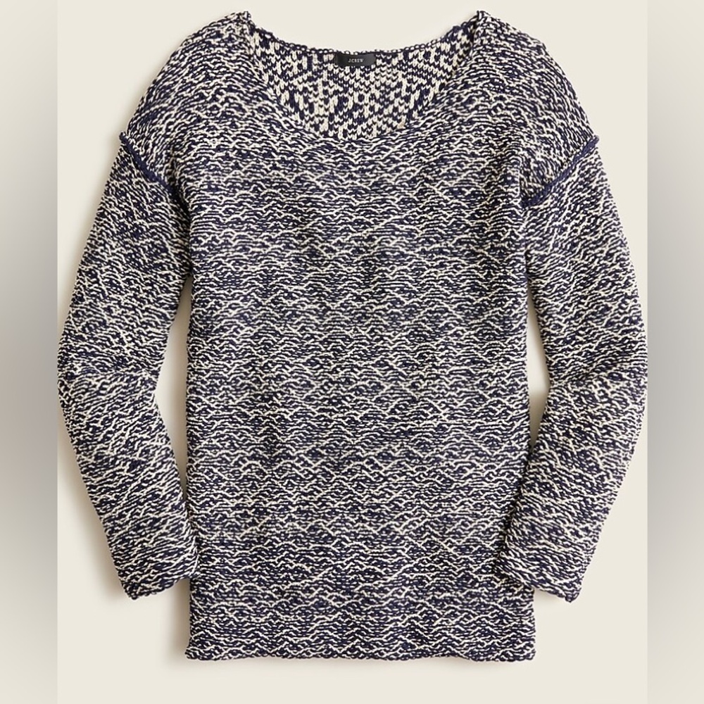 J. Crew wide neck size small navy blue nautical oversized thick knit sweater